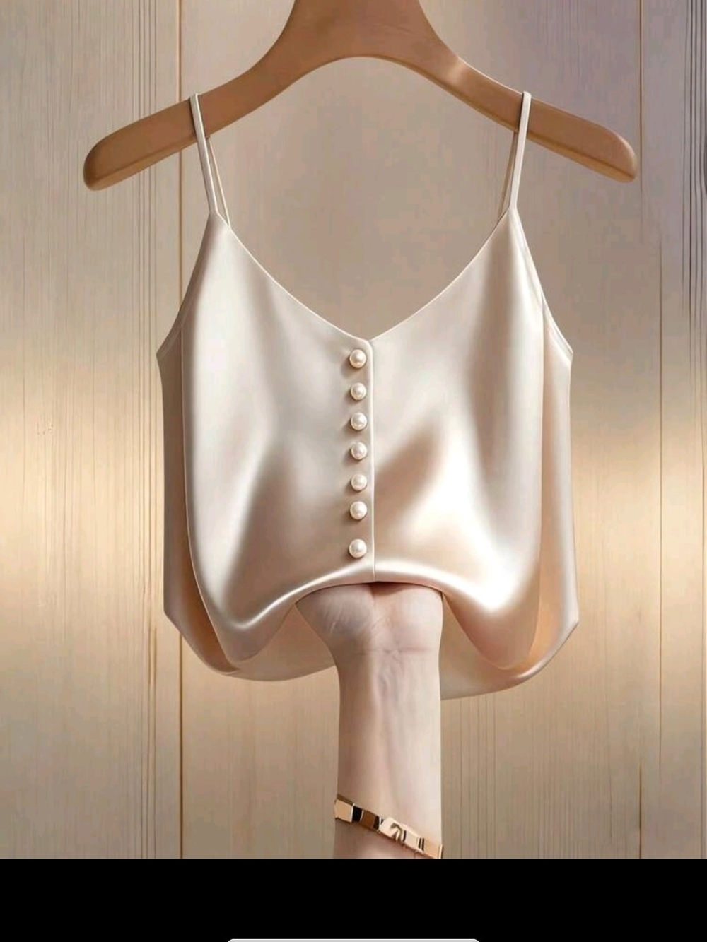 Satin Button Front Camisole in White Like New